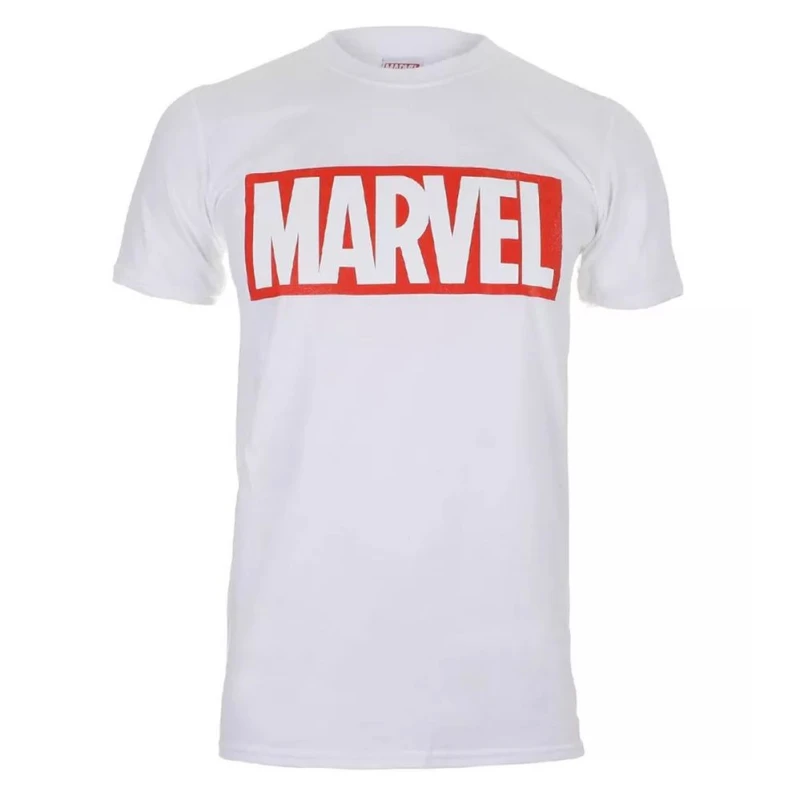 Image of Marvel Marvel Men Logo T-Shirt in White Size: Small White S Male 5059958513921