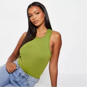 Image of I Saw It First Rib Racer Neck Bodysuit - Green