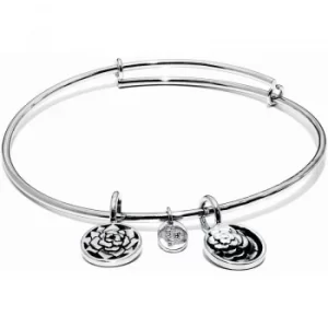 Image of Ladies Chrysalis Silver Plated Love Life Roses Expandable Bangle