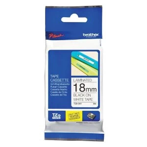 Image of Brother P-touch TZe-241 Black on White Label Tape 18mm x 8m