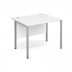 Image of Maestro 25 SL Straight Desk 1000mm x 800mm - Silver H Frame White top