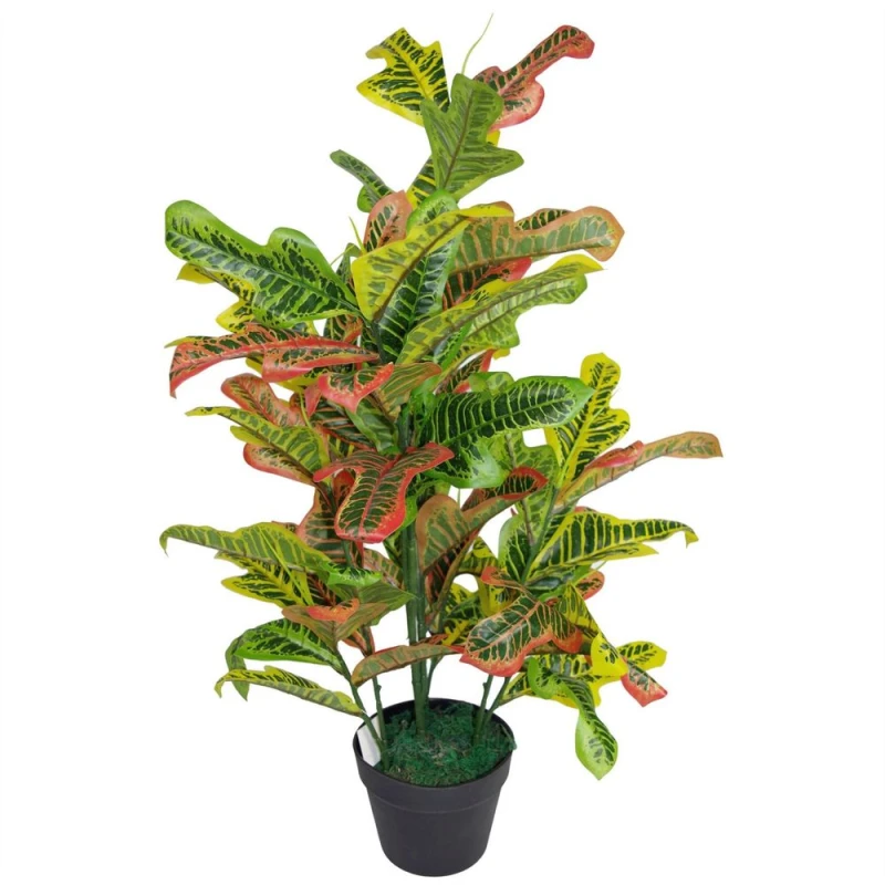 Image of Leaf 90cm Artificial Codiaeum Multicoloured House Plant - Large Orange unisex