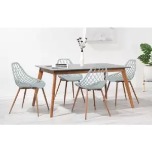 Image of Out & out York Grey 150cm Dining Table with 4 Aurora Chairs in Teal