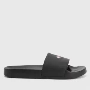 Image of Tommy Jeans Womens Printed Pool Slide Sandals - Black - UK 4