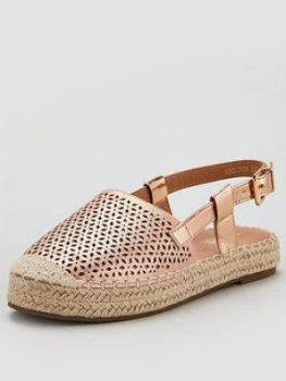 Image of Wallis Thick Sole Cutwork Espadrille Slingback Sandals - Blush, Size 5, Women