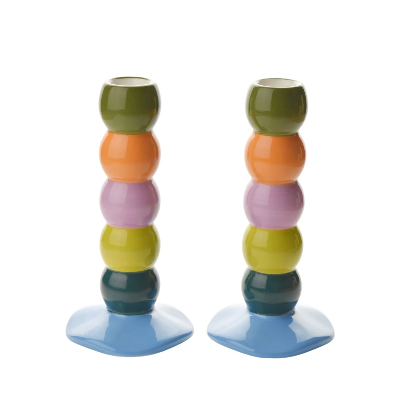 Image of Raspberry Blossom Set of 2 Candle Sticks Multi unisex
