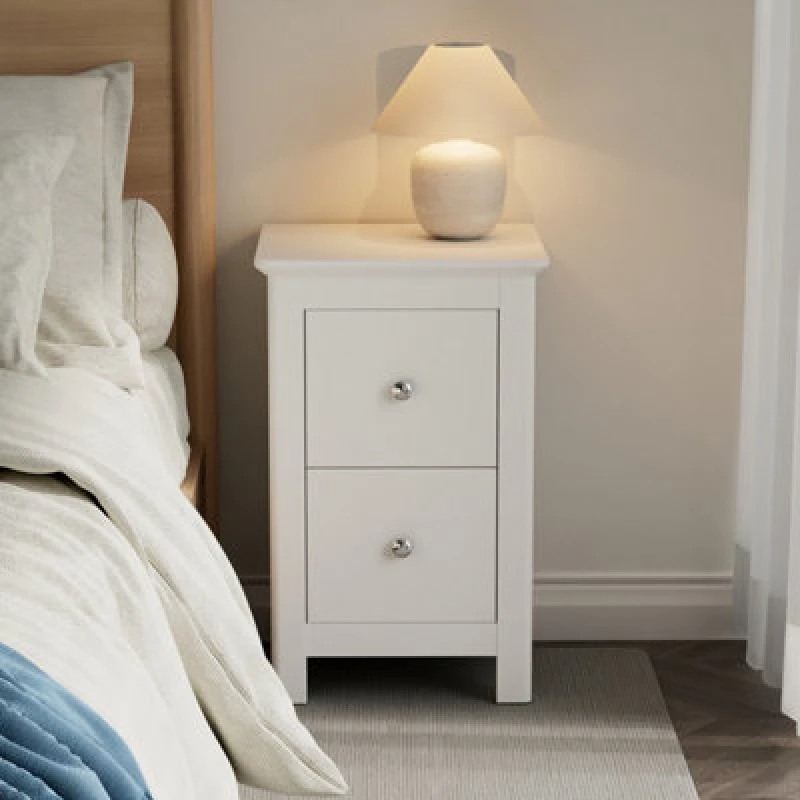 Image of Core Nairn 2 Drawer Small White Bedside Table