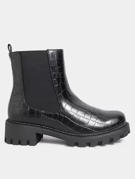Image of Yours Extra Wide Fit Chunky Chelsea Croc Black, Size E, Women