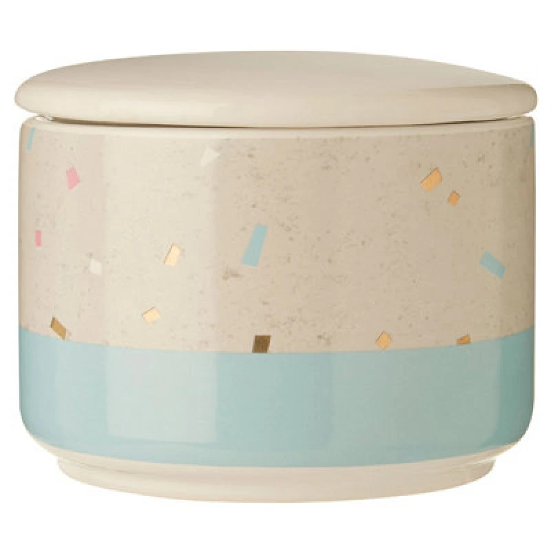 Image of Orsina Small Earthenware Grey Blue Storage Canister,container With Airtight Lid,perfect For Pantry Organization