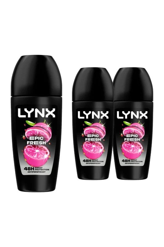 Image of Lynx Epic Fresh 'Anti Perspirant Roll On' 50ml 3 Pack Pink male