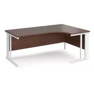 Image of Office Desk Right Hand Corner Desk 1800mm Walnut Top With White Frame 1200mm Depth Maestro 25 MCM18ERWHW