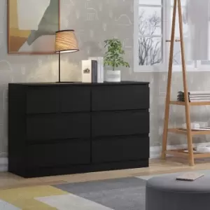 Image of Stora Modern 6 Drawer Chest - Matt Black - Black