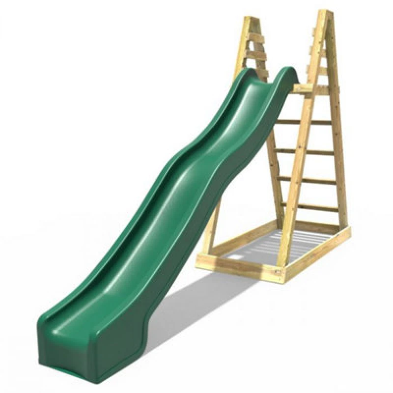 Image of Rebo Wooden 10ft Freestanding Garden Slide - Standard Green Green