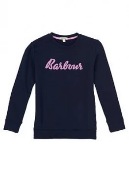 Image of Barbour Girls Otterburn Logo Sweat - Navy