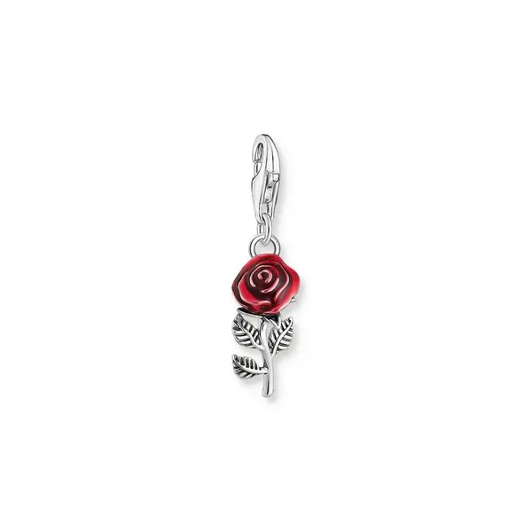 Image of Thomas Sabo Charm Club Charmista Sterling Silver Enamel Red Rose Charm