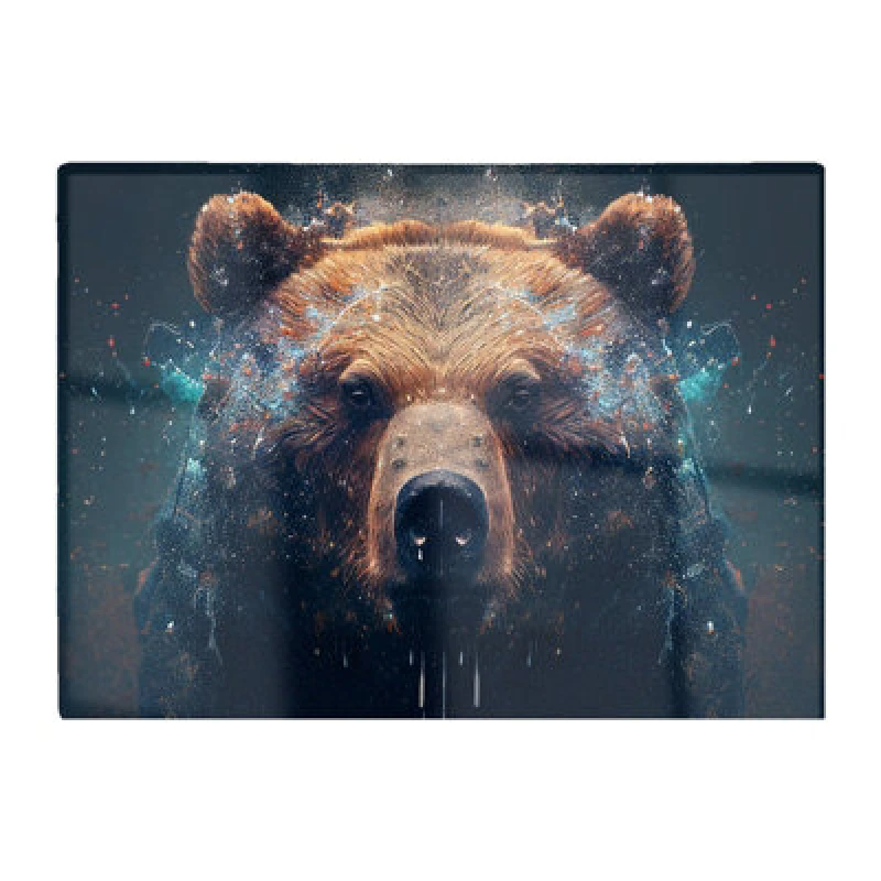 Image of Warren Reed Designer Brown Bear Face Splashart Glass Chopping Board