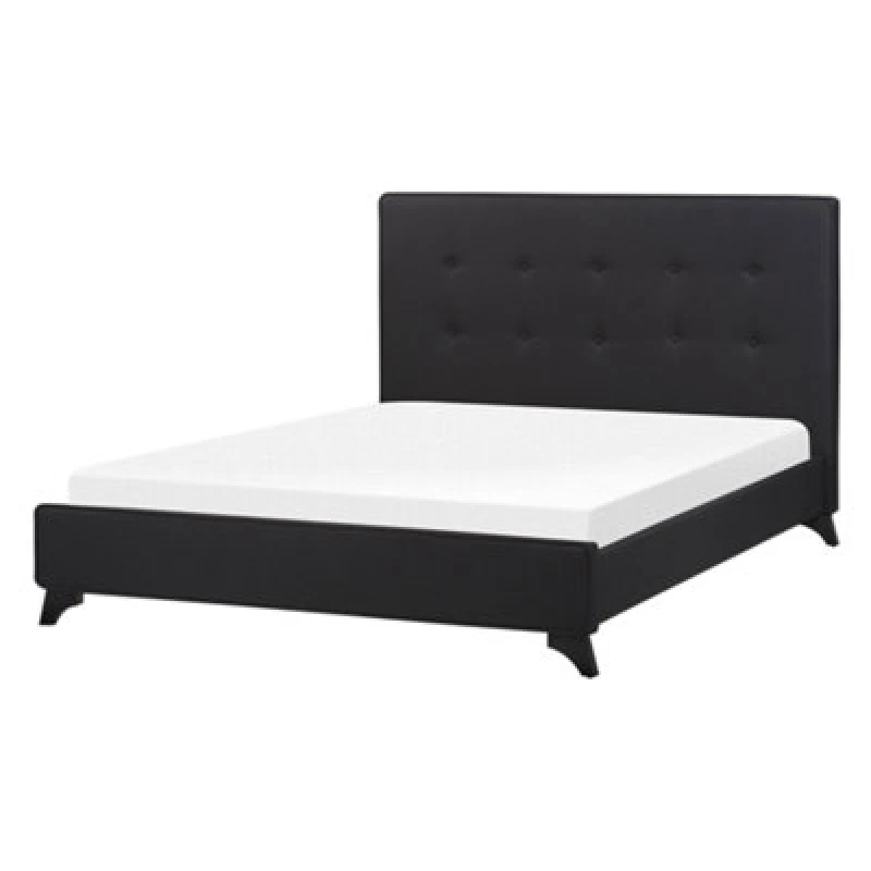 Image of Beliani Bed Fabric Ambassador 140 X 200 Cm (Eu Double) Black