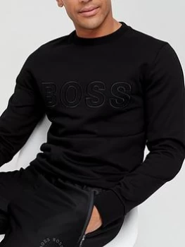 Image of Hugo Boss Stadler Large Logo Sweatshirt Black Size S Men
