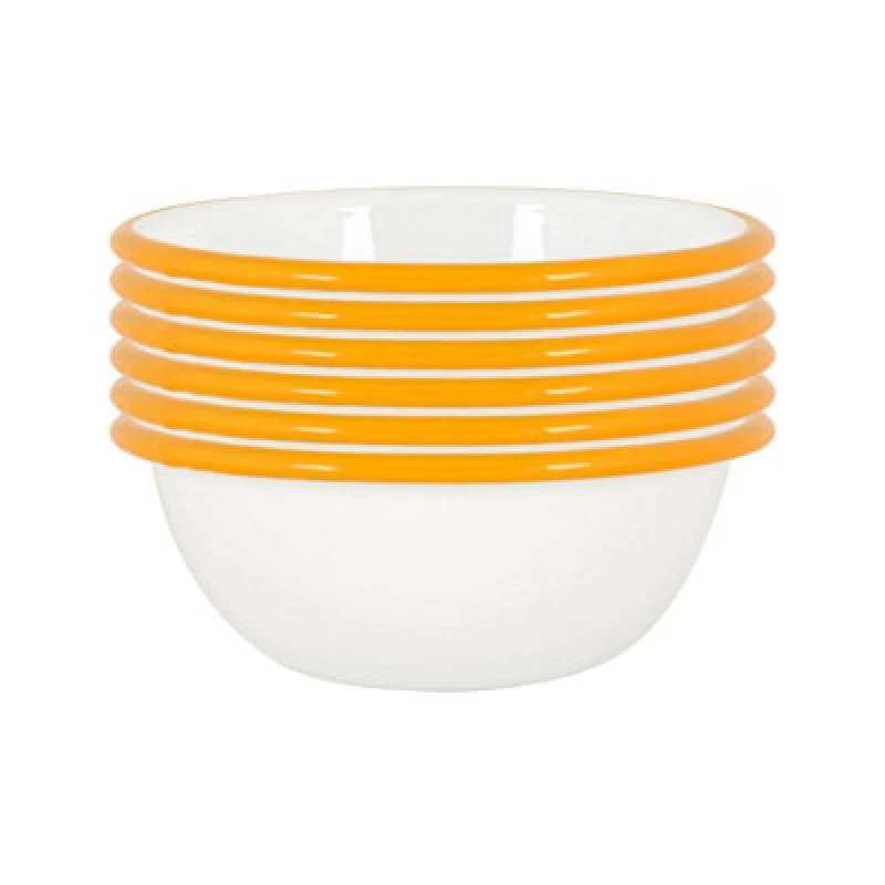Image of Argon Tableware White Enamel Bowls - 16Cm - Yellow - Pack Of 6