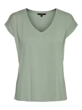 Image of VERO MODA V-neck Short Sleeved Top Women Green