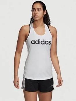Image of adidas Essentials Linear Slim Tank, White/Black Size M Women