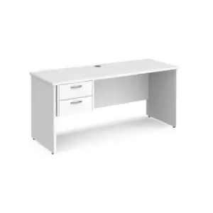 Image of Office Desk Rectangular Desk 1600mm With Pedestal White Top And Panel End Leg 600mm Depth Maestro 25