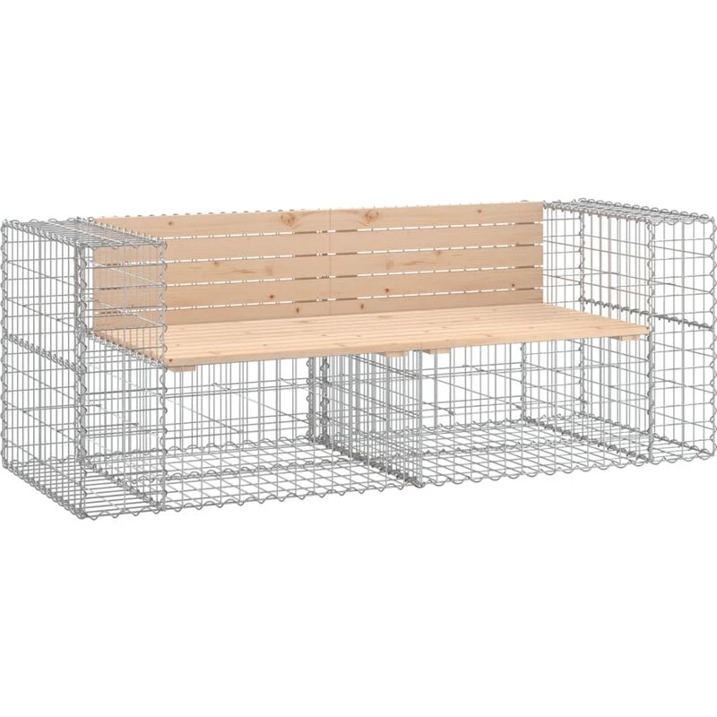 Image of vidaXL Garden Bench Gabion Design 184x71x65.5cm Solid Wood Pine, Brown 3196236