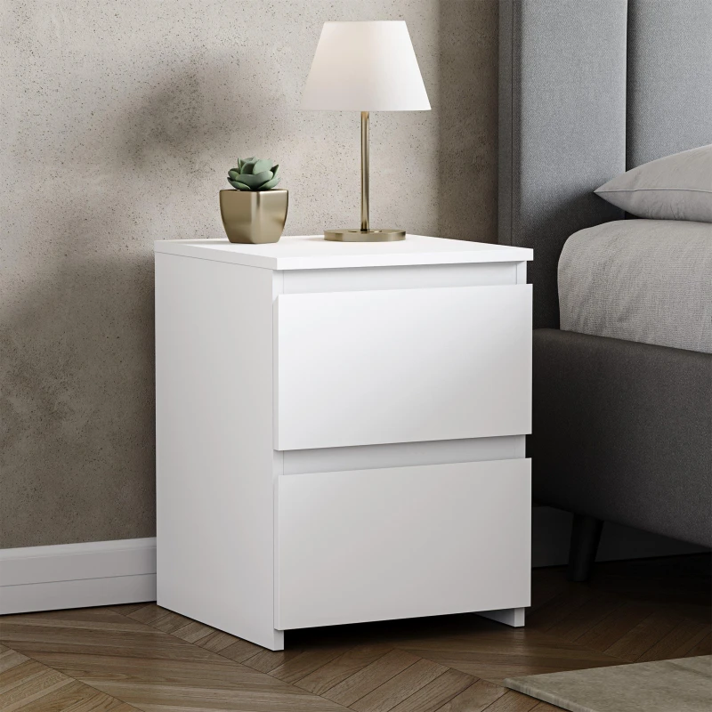 Image of Lassic Vida Designs Denver 2 Drawer Large Bedside Chest White unisex 2 Drawer
