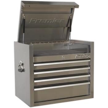 Image of Sealey Premier 4 Drawer Stainless Steel Tool Chest Stainless Steel