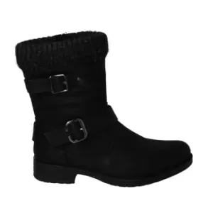 Image of Fabric PU Double Buckle Boot - Black