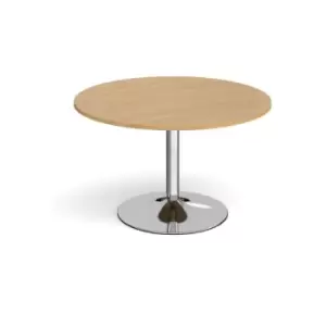 Image of Trumpet base circular boardroom table 1200mm - chrome base and oak top