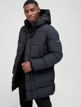 Image of Calvin Klein Crinkle Nylon Long Length Padded Coat - Black Size M Men