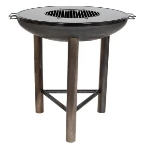 Image of La Hacienda Large Pittsburgh Firepit with Plancha Plate - Oiled Steel