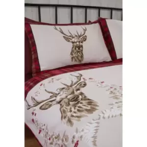 Image of Rapport Home Furnishings Rapport Home New Angus Stag Duvet Set Red Superking