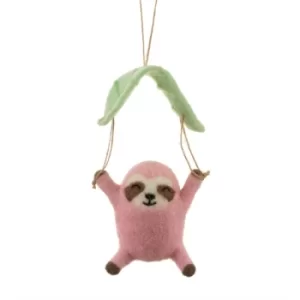 Image of Parachuting Pink Sloth Felt Hanging Decoration