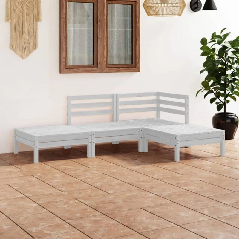 Image of VIDAXL 4 Piece Garden Lounge Set White Solid Pinewood Vidaxl 8720286685006