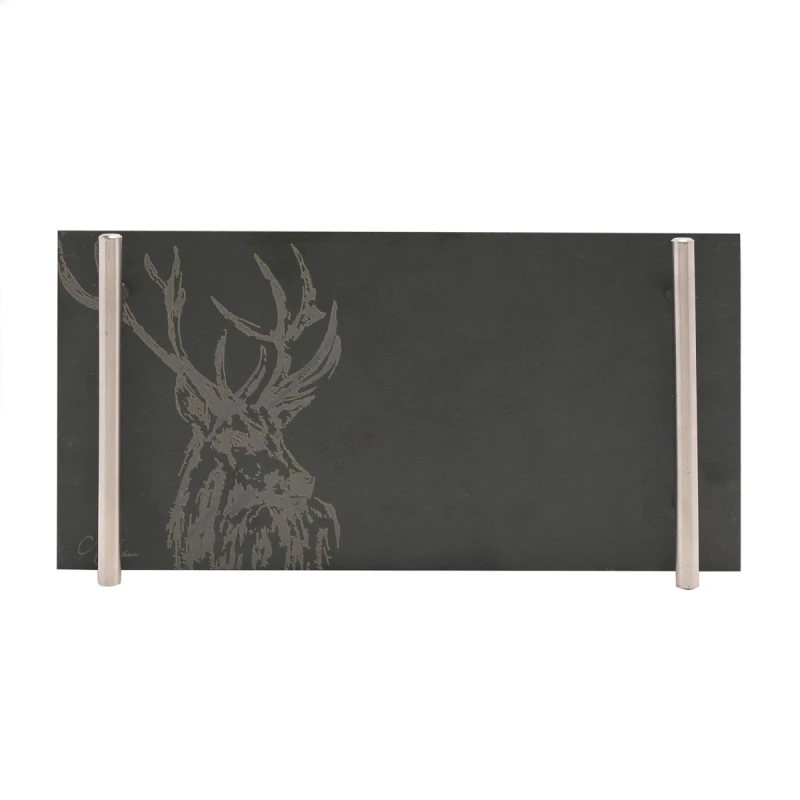 Image of Meg Hawkins Slate Tray with Handles - Stag 30x15cm Multi