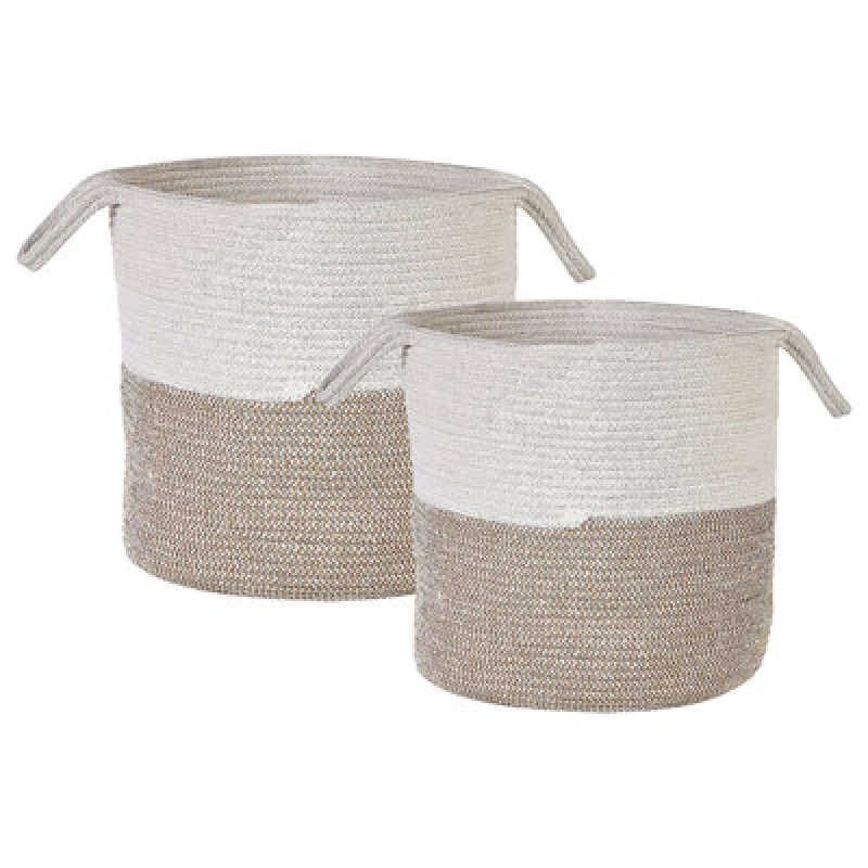 Image of Beliani Set Of 2 Baskets Pazha Cotton Beige