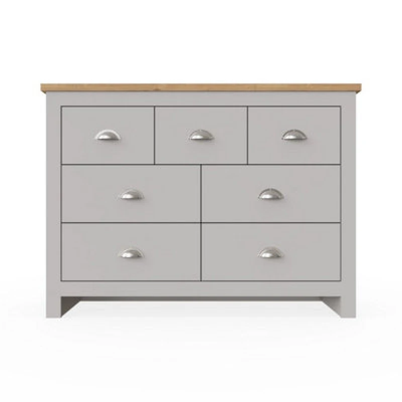 Image of Timber Art Design Lisbon Light Grey Bedroom Chest Of Drawers 3+4 7 Drawer Storage Cabinet Furniture