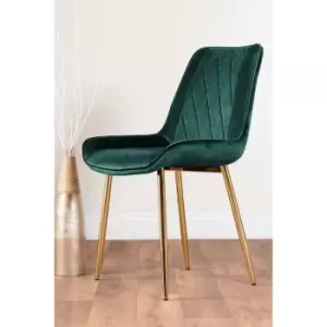 Image of Pesaro Green Velvet Gold Leg Luxury Dining Chairs (Set of 2) - Gold