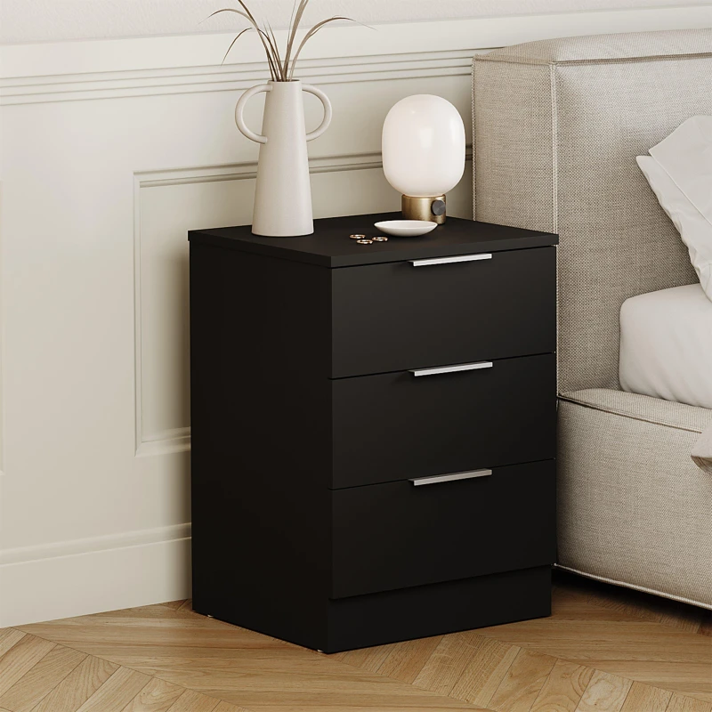 Image of Lassic Trega 3 Drawer Bedside Chest Black unisex 3 Drawer