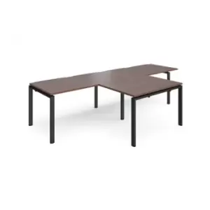 Image of Bench Desk 2 Person With Return Desks 3200mm Walnut Tops With Black Frames Adapt