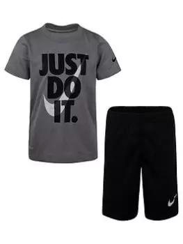 Image of Nike Younger Boys Just Do It Short Set, Black, Size 3-4 Years