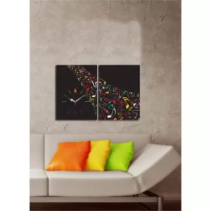 Image of 2P3040CS-121 Multicolor Decorative Canvas Wall Clock (2 Pieces)
