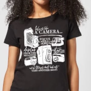 Image of Life Is Like A Camera Womens T-Shirt - Black - 5XL