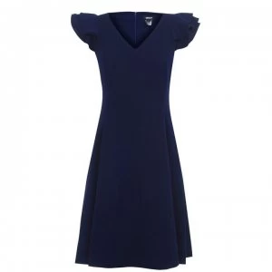Image of DKNY Fit and Flare Ruffle Dress - SPRING NAVY