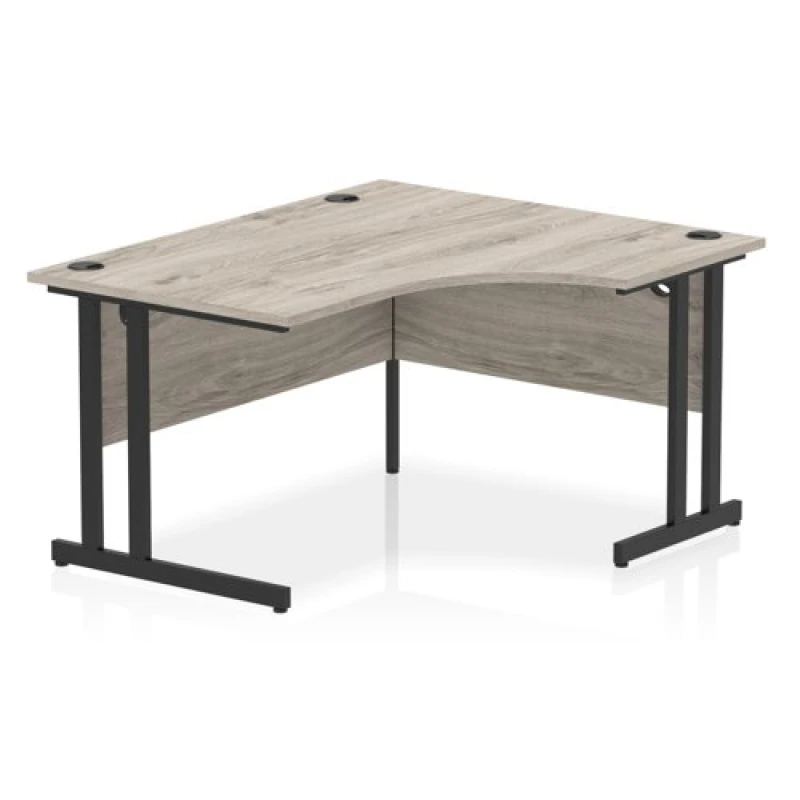 Image of Impulse Impulse 1400mm Right Crescent Office Desk Grey Oak Top Black Cantilever Leg ICDRC14BGRY