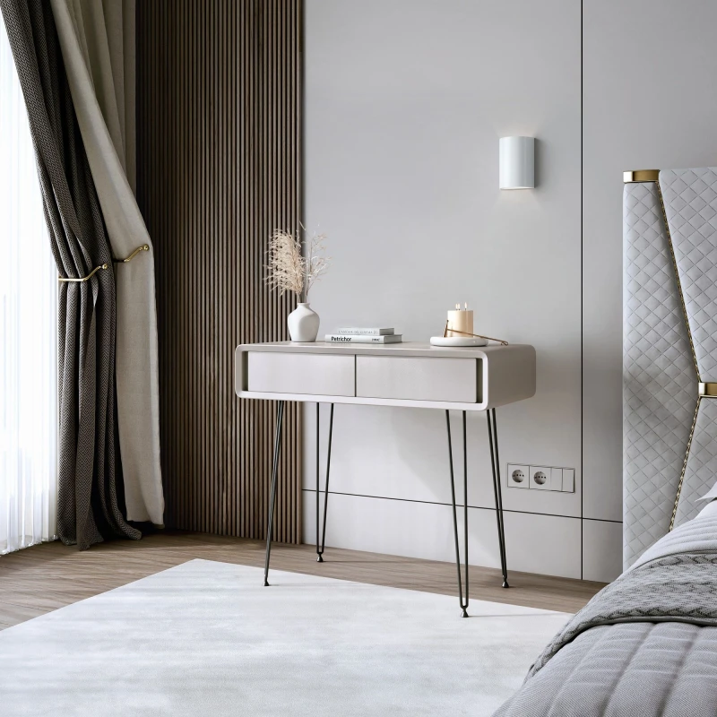 Image of CARME HOME Piper Mocha 2 Drawers Dressing Table in Brown Brown Unisex