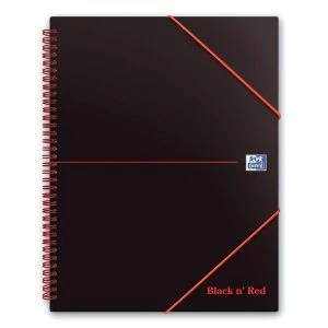 Image of Black n Red Meeting Book Plastic Wirebound Rear Elasticated 3-Flap Folder A5plus Pack 5