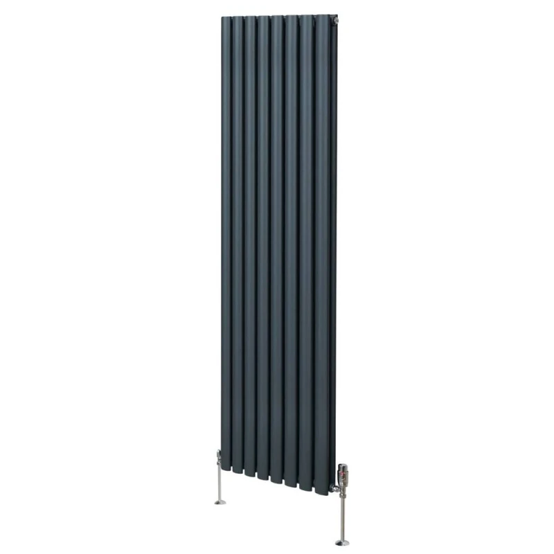 Image of Monstershop Oval Column Radiator & Valves - 1800Mm X 480Mm - Anthracite Grey 10762